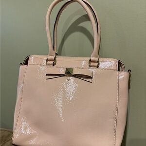 Cream Textured Leather Shoulder Bag